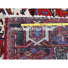 Load image into Gallery viewer, 8&#39;x11&#39; Sox Red, Vintage and Semi Antique Persian Heriz With Geometric Pattern, Good Condition, Even Wear, Organic Wool, Hand Knotted, Sides and Ends Professionally Secured, Cleaned, Oriental Rug FWR515568