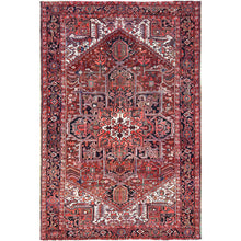 Load image into Gallery viewer, 8&#39;x12&#39;2&quot; Rosewood Red, 100% Wool, Hand Knotted, Semi Antique Persian Heriz, Evenly Worn, Professionally Clean, Sides and Ends Secured, Oriental Rug FWR515598