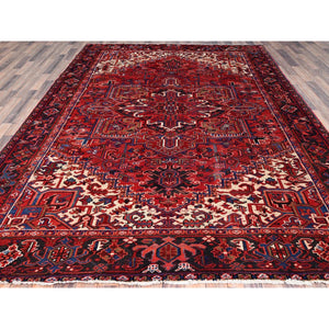 8'x10'8" Airbnb Red, Vintage Persian Heriz, Good condition, Cleaned, Abrash, Sides and Ends Professionally Secured, Hand Knotted, Oriental Rug FWR515610