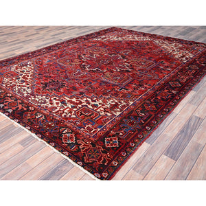 8'x10'8" Airbnb Red, Vintage Persian Heriz, Good condition, Cleaned, Abrash, Sides and Ends Professionally Secured, Hand Knotted, Oriental Rug FWR515610