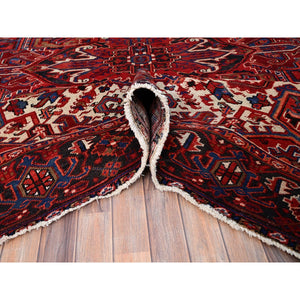 8'x10'8" Airbnb Red, Vintage Persian Heriz, Good condition, Cleaned, Abrash, Sides and Ends Professionally Secured, Hand Knotted, Oriental Rug FWR515610