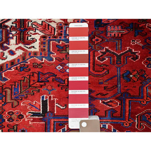 8'x10'8" Airbnb Red, Vintage Persian Heriz, Good condition, Cleaned, Abrash, Sides and Ends Professionally Secured, Hand Knotted, Oriental Rug FWR515610