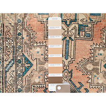 Load image into Gallery viewer, 3&#39;2&quot;x10&#39;9&quot; Fenugreek with Beaver Brown, Abrash Vintage Persian with Karajeh and Medallion Design, Clean, Hand Knotted Organic Wool, Distressed Excellent Condition Runner, Oriental Rug FWR515670