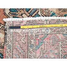 Load image into Gallery viewer, 3&#39;2&quot;x10&#39;9&quot; Fenugreek with Beaver Brown, Abrash Vintage Persian with Karajeh and Medallion Design, Clean, Hand Knotted Organic Wool, Distressed Excellent Condition Runner, Oriental Rug FWR515670
