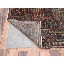 Load image into Gallery viewer, 3&#39;7&quot;x9&#39; French Roast Brown, Evenly Worn Distressed Vintage Persian and Baluch Village Design, Cropped Thin Excellent Condition, Soft and Shiny Wool, Hand Knotted, Sides and Ends Professionally Secured, Cleaned, Oriental Wide Runner Rug FWR515676