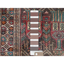 Load image into Gallery viewer, 3&#39;7&quot;x9&#39; French Roast Brown, Evenly Worn Distressed Vintage Persian and Baluch Village Design, Cropped Thin Excellent Condition, Soft and Shiny Wool, Hand Knotted, Sides and Ends Professionally Secured, Cleaned, Oriental Wide Runner Rug FWR515676