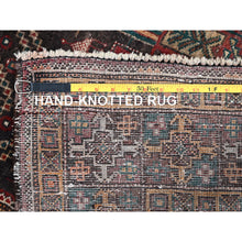 Load image into Gallery viewer, 3&#39;7&quot;x9&#39; French Roast Brown, Evenly Worn Distressed Vintage Persian and Baluch Village Design, Cropped Thin Excellent Condition, Soft and Shiny Wool, Hand Knotted, Sides and Ends Professionally Secured, Cleaned, Oriental Wide Runner Rug FWR515676