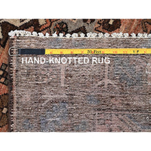 Load image into Gallery viewer, 3&#39;7&quot;x9&#39;9&quot; Almond Brown, Distressed Look Worn Wool Hand Knotted, Vintage Persian Lilahan Sheared Low, Wide Runner Oriental Rug FWR486366