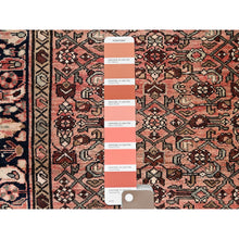 Load image into Gallery viewer, 2&#39;9&quot;x9&#39;4&quot; Rose Pink With Raven Black Border, Natural Wool Hand Knotted Old Persian Hussainabad With Great Condition, Evenly Worn, Cleared, Sides and Ends Professionally Secured, Wide Runner Oriental Rug FWR515784