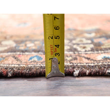Load image into Gallery viewer, 3&#39;7&quot;x9&#39;2&quot; Dusted Clay Pink, Abrash Vintage Persian Hamadan Cropped Thin, Hand Knotted Soft Wool, Cleaned, Sides and Ends Secured, Wide Runner Oriental Evenly Worn Rug FWR515820