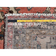 Load image into Gallery viewer, 3&#39;7&quot;x9&#39;2&quot; Dusted Clay Pink, Abrash Vintage Persian Hamadan Cropped Thin, Hand Knotted Soft Wool, Cleaned, Sides and Ends Secured, Wide Runner Oriental Evenly Worn Rug FWR515820