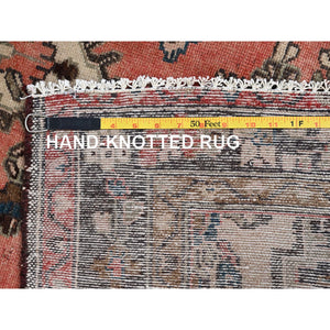 3'7"x9'2" Dusted Clay Pink, Abrash Vintage Persian Hamadan Cropped Thin, Hand Knotted Soft Wool, Cleaned, Sides and Ends Secured, Wide Runner Oriental Evenly Worn Rug FWR515820