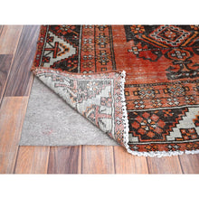 Load image into Gallery viewer, 4&#39;x6&#39;8&quot; Bombay Brown, Old Abrash Persian Baluch Village Design, Hand Knotted Evenly Worn, Distressed and Sheared Low, Cleaned, Sides and Ends Secured, 100% Wool Wide Runner Oriental Rug FWR515850