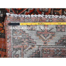 Load image into Gallery viewer, 4&#39;x6&#39;8&quot; Bombay Brown, Old Abrash Persian Baluch Village Design, Hand Knotted Evenly Worn, Distressed and Sheared Low, Cleaned, Sides and Ends Secured, 100% Wool Wide Runner Oriental Rug FWR515850