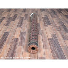 Load image into Gallery viewer, 4&#39;1&quot;x6&#39;7&quot; Crimson Red, Vintage Persian Senneh Soft Wool Distressed Look Full Pile With All Over Botteh Paisely Designed and Good Condition Hand Knotted Evenly Worn, Sheared Low Wide Runner Oriental Rug FWR515856