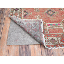 Load image into Gallery viewer, 3&#39;6&quot;x10&#39; Pastry Shell Brown, Old Geometric Persian Hamadan, Hand Knotted Sheared Low, Evenly Worn, Wool Hand Knotted, Sides and Ends Professionally Secured, Cleaned, Oriental Rug FWR515868