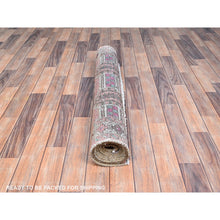 Load image into Gallery viewer, 3&#39;6&quot;x10&#39; Pastry Shell Brown, Old Geometric Persian Hamadan, Hand Knotted Sheared Low, Evenly Worn, Wool Hand Knotted, Sides and Ends Professionally Secured, Cleaned, Oriental Rug FWR515868
