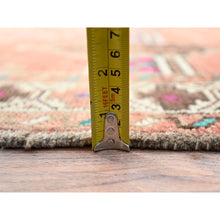 Load image into Gallery viewer, 3&#39;6&quot;x10&#39; Pastry Shell Brown, Old Geometric Persian Hamadan, Hand Knotted Sheared Low, Evenly Worn, Wool Hand Knotted, Sides And Ends Professionally Secured, Cleaned, Oriental Rug FWR515868