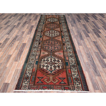 Load image into Gallery viewer, 3&#39;5&quot;x10&#39;2&quot; Pastry Shell Brown, Evenly Worn Sheared Low Distressed, Semi Antique North West Persian, Hand Knotted, Organic Wool, Sides and Ends Professionally Secured, Cleaned, Wide and Long Runner, Oriental Rug FWR515928
