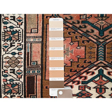 Load image into Gallery viewer, 3&#39;5&quot;x10&#39;2&quot; Pastry Shell Brown, Evenly Worn Sheared Low Distressed, Semi Antique North West Persian, Hand Knotted, Organic Wool, Sides and Ends Professionally Secured, Cleaned, Wide and Long Runner, Oriental Rug FWR515928