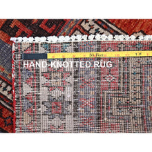 Load image into Gallery viewer, 3&#39;5&quot;x9&#39;8&quot; Sunset Dragon Fire Orange, Semi Antique Persian Heriz, Cleaned, Sides And Ends Professionally Secured, Good Condition, Hand Knotted Distressed Natural Wool Wide And Long Runner Oriental Rug FWR515934