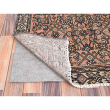 Load image into Gallery viewer, 3&#39;2&quot;x9&#39;3&quot; Maple Sugar Brown, Sides and Ends Professionally Secured, Cleaned, Distressed Look, Evenly Worn, Old Persian Hussainabad with Small Repetitive Pattern, Good Condition, Vibrant Wool Wide and Long Runner Hand Knotted Oriental Rug FWR515940