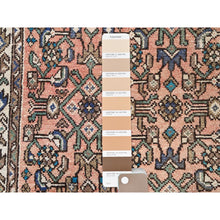 Load image into Gallery viewer, 3&#39;2&quot;x9&#39;3&quot; Maple Sugar Brown, Sides and Ends Professionally Secured, Cleaned, Distressed Look, Evenly Worn, Old Persian Hussainabad with Small Repetitive Pattern, Good Condition, Vibrant Wool Wide and Long Runner Hand Knotted Oriental Rug FWR515940