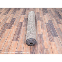 Load image into Gallery viewer, 3&#39;2&quot;x9&#39;3&quot; Maple Sugar Brown, Sides and Ends Professionally Secured, Cleaned, Distressed Look, Evenly Worn, Old Persian Hussainabad with Small Repetitive Pattern, Good Condition, Vibrant Wool Wide and Long Runner Hand Knotted Oriental Rug FWR515940