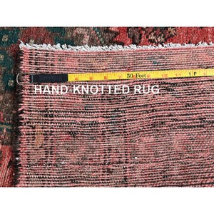 3'7"x9' French Roast Brown, Evenly Worn Distressed Vintage Persian and Baluch Village Design, Cropped Thin Excellent Condition, Soft and Shiny Wool, Hand Knotted, Sides and Ends Professionally Secured, Cleaned, Oriental Wide Runner Rug FWR515676