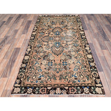Load image into Gallery viewer, 3&#39;2&quot;x6&#39;7&quot; Tumbleweed Brown, Semi Antique Persian Lilahan, Cropped Thin, Distressed Look, Evenly Worn Hand Knotted, Pure Wool, Professionally Secured and Cleaned, Wide Runner Oriental Rug FWR516000