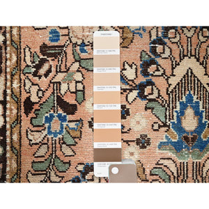 3'2"x6'7" Tumbleweed Brown, Semi Antique Persian Lilahan, Cropped Thin, Distressed Look, Evenly Worn Hand Knotted, Pure Wool, Professionally Secured and Cleaned, Wide Runner Oriental Rug FWR516000