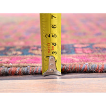 Load image into Gallery viewer, 3&#39;4&quot;x10&#39;8&quot; Dahlia Mauve Purple, Overdyed, Hand Knotted Old Persian Hamadan, Good Condition Evenly Worn 100% Wool, Sides And Ends Professionally Secured And Cleaned, Oriental Distressed Look Wide And Long Runner Rug FWR516090