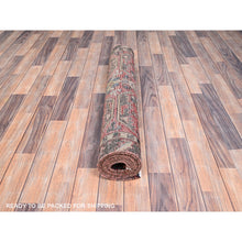 Load image into Gallery viewer, 3&#39;4&quot;x10&#39;5&quot; Tomato Red, Vintage Persian Heriz, Evenly Worn, Hand Knotted Sides And Ends Professionally Secured And Cleaned, Excellent Condition, Sheared Low, Oriental Wide Runner Rug FWR516144