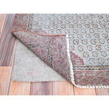 Load image into Gallery viewer, 3&#39;5&quot;x6&#39;2&quot; Cameo Blue With Raspberry Red, Good Condition, Distressed Look Evenly Worn Natural Wool, Hand Knotted Semi Antique Persian Hamadan, Sides And Ends Secured, Professionally Cleaned, Oriental Rug FWR516306