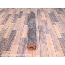 Load image into Gallery viewer, 3&#39;5&quot;x6&#39;2&quot; Cameo Blue With Raspberry Red, Good Condition, Distressed Look Evenly Worn Natural Wool, Hand Knotted Semi Antique Persian Hamadan, Sides And Ends Secured, Professionally Cleaned, Oriental Rug FWR516306