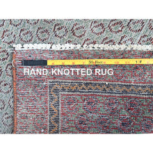 Load image into Gallery viewer, 3&#39;5&quot;x6&#39;6&quot; Carmine Red, Vintage Persian Baluch with Geometric Pattern, Sheared Low, Zero Pile, Sides and Ends Professionally Secured, Clean, Hand Knotted, 100% Wool, Wide Runner, Oriental Rug 67 FWR5202