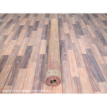 Load image into Gallery viewer, 4&#39;10&quot;x5&#39;10&quot; Crepe Pink and Bisque Beige, Old Persian Hamadan, Excellent Condition and Sheared Low, Evenly Worn 100% Wool, Hand Knotted Distressed Look Sides and Ends Professionally Secured, Cleaned, Oriental Rug FWR516312