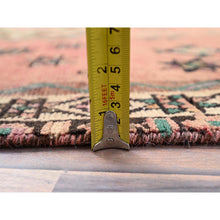 Load image into Gallery viewer, 4&#39;10&quot;x5&#39;10&quot; Crepe Pink and Bisque Beige, Old Persian Hamadan, Excellent Condition and Sheared Low, Evenly Worn 100% Wool, Hand Knotted Distressed Look Sides and Ends Professionally Secured, Cleaned, Oriental Rug FWR516312