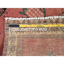 Load image into Gallery viewer, 4&#39;10&quot;x5&#39;10&quot; Crepe Pink And Bisque Beige, Old Persian Hamadan, Excellent Condition And Sheared Low, Evenly Worn 100% Wool, Hand Knotted Distressed Look Sides And Ends Professionally Secured, Cleaned, Oriental Rug FWR516312