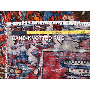 4'x5'10" Burnt Orange Hand Knotted Pure Wool, Natural Dyes, Afghan Peshawar With Heriz Design Oriental Rug FWR490356