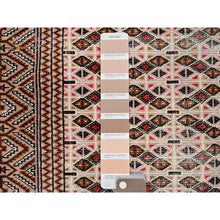 Load image into Gallery viewer, 4&#39;4&quot;x6&#39;1&quot; Spanish Villa Pink, Sheared Low And Distressed With Small Repetitive Design, Pure Wool Hand Knotted Worn Vintage Persian Tourkaman, Great Condition, Cleaned, Oriental Rug FWR516342