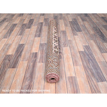 Load image into Gallery viewer, 4&#39;4&quot;x6&#39;1&quot; Spanish Villa Pink, Sheared Low And Distressed With Small Repetitive Design, Pure Wool Hand Knotted Worn Vintage Persian Tourkaman, Great Condition, Cleaned, Oriental Rug FWR516342