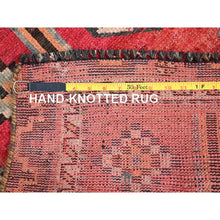 Load image into Gallery viewer, 3&#39;5&quot;x6&#39;2&quot; Cameo Blue With Raspberry Red, Good Condition, Distressed Look Evenly Worn Natural Wool, Hand Knotted Semi Antique Persian Hamadan, Sides and Ends Secured, Professionally Cleaned, Oriental Rug FWR516306