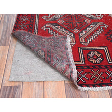 Load image into Gallery viewer, 4&#39;x6&#39;5&quot; Tomato Red, Hand Knotted 100% Wool Vintage Persian Baluch, Abrash, Evenly Worn Sheared Low, Distressed And Sides And Ends Secured, Professionally Cleaned, Cropped Thin, Oriental Rug FWR516408