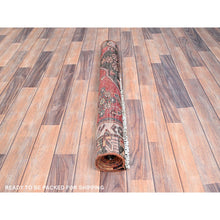 Load image into Gallery viewer, 3&#39;2&quot;x4&#39;10&quot; Ferrari Red, Vintage Persian Bakhtiari Fragment, Sides And Ends Secured, Professionally Cleaned, Evenly Worn Natural Wool, Distressed Look, Sheared Low And Cropped Thin, Oriental Excellent Condition Rug FWR516480