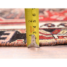 Load image into Gallery viewer, 3&#39;2&quot;x4&#39;10&quot; Ferrari Red, Vintage Persian Bakhtiari Fragment, Sides And Ends Secured, Professionally Cleaned, Evenly Worn Natural Wool, Distressed Look, Sheared Low And Cropped Thin, Oriental Excellent Condition Rug FWR516480