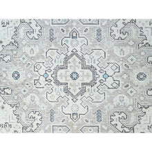 Load image into Gallery viewer, 6&#39;5&quot;x9&#39;1&quot; Chantilly Lace White, Good Condition, Cropped Thin, Sheared Low, Vintage Persian Tabriz Geometric Medallion, Even Wear, Sides And Ends Professionally Secured And Cleaned, Distressed Extra Soft Wool Oriental Rug FWR516570
