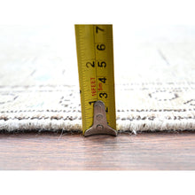 Load image into Gallery viewer, 6&#39;5&quot;x9&#39;1&quot; Chantilly Lace White, Good Condition, Cropped Thin, Sheared Low, Vintage Persian Tabriz Geometric Medallion, Even Wear, Sides And Ends Professionally Secured And Cleaned, Distressed Extra Soft Wool Oriental Rug FWR516570