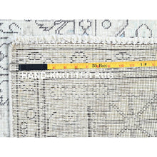 Load image into Gallery viewer, 6&#39;5&quot;x9&#39;1&quot; Chantilly Lace White, Good Condition, Cropped Thin, Sheared Low, Vintage Persian Tabriz Geometric Medallion, Even Wear, Sides And Ends Professionally Secured And Cleaned, Distressed Extra Soft Wool Oriental Rug FWR516570