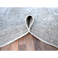 Load image into Gallery viewer, 6&#39;3&quot;x9&#39;6&quot; Cloud Gray, Sides And Ends Professionally Secured And Cleaned, Great Condition Hand Knotted White Wash Semi Antique Persian Tabriz, Evenly Worn Hand Knotted Extra Soft Wool, Sheared Low, Cropped Thin, Oriental Rug FWR516588